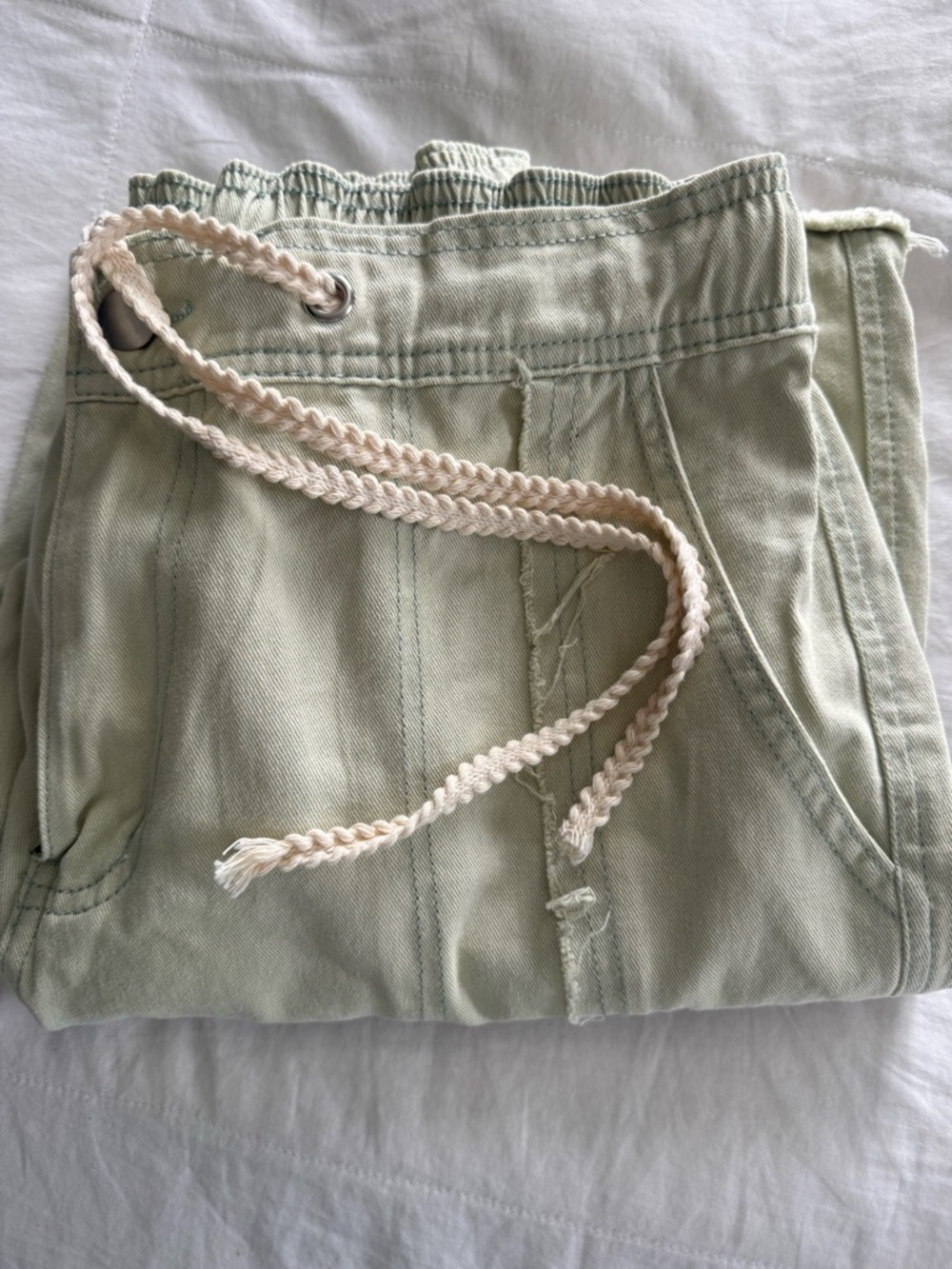 POL Women’s Sage Green Track Joggers with Cream Braided Drawstring